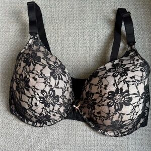 Black Lace Full Coverage Bra with Adjustable Straps